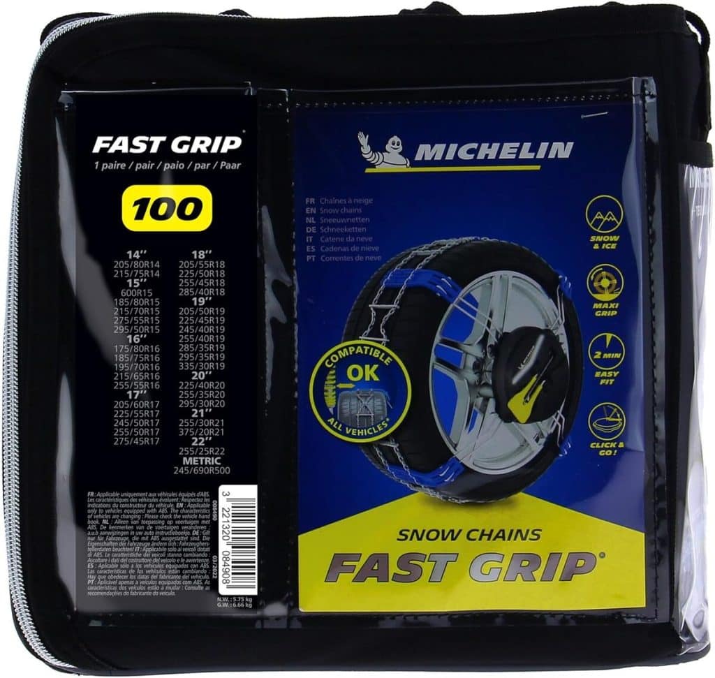 Test des chaînes à neige frontales Michelin Fast Grip N°100