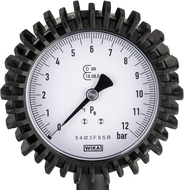 HAZET Gonfleur de pneus 9041G-1 I Calibré, plage de mesure du manomètre : 0-10 bar, longueur de tuyau : 1000 mm, manomètre : 80 mm I Contrôleur de pression des pneus pour voiture, moto, camion