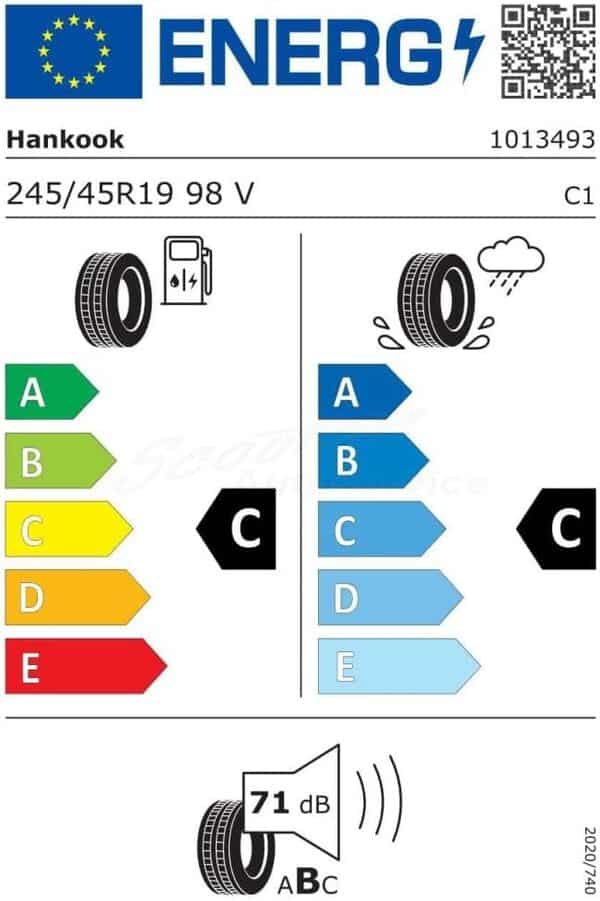 Hankook Ventus Prime2 K115 - 245/45R19 98V - Pneu Été [Classe énergétique C]