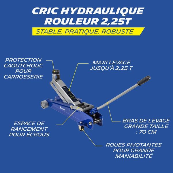 MICHELIN 009555 Cric Hydraulique Rouleur SUV 2,25T, Bleu