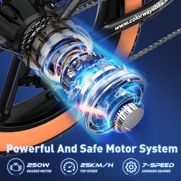 COLORWAY Vélos électriques, EBIKE Tout Terrain de 20 Pouces avec Pneu 4.0 Fat, avec Moteur 250W et Batterie 48V 15Ah, ebike à Moteur Puissant pour Adulte Unisexe.