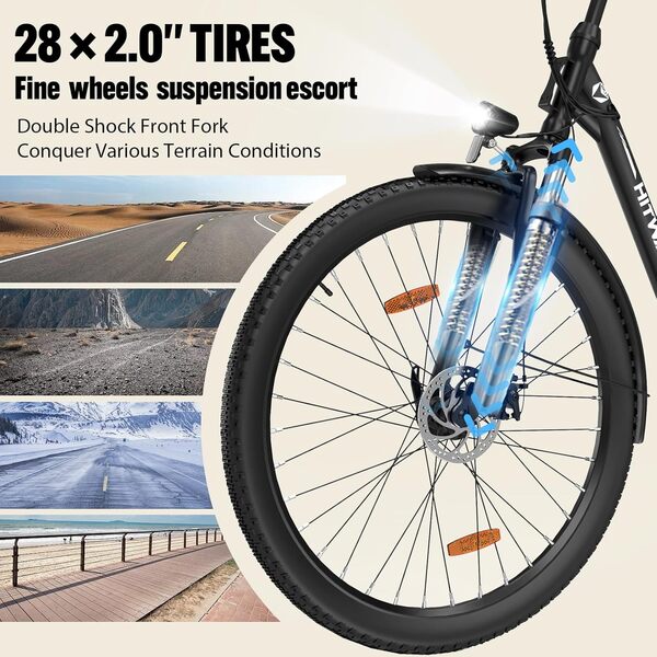 HITWAY Vélo électrique pour Femmes, 28 Pouces Vélo De Ville électrique, E-Bike De Banlieue, Batterie Amovible 36V/13Ah, Moteur 250W, Maximale 25km/h, 7 Vitesses, City Ebike Autonomie Jusqu'à 35-90km