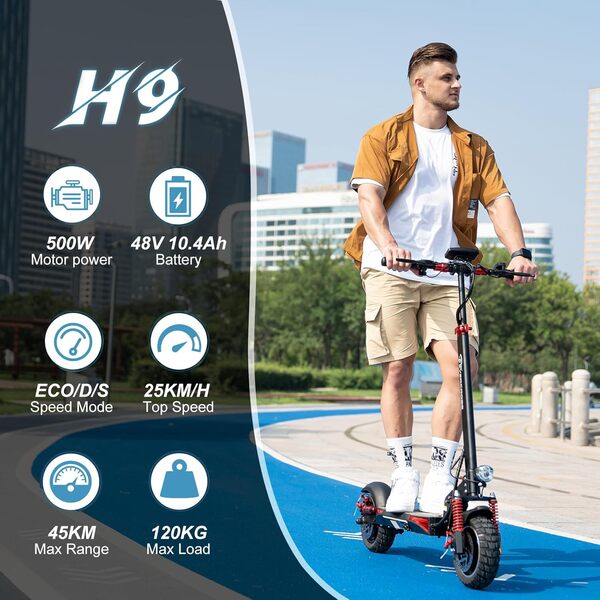 EVERCROSS Trottinette Électrique APP, Trottinette Électrique pour Adultes, Moteur 500W, Autonomie de 45 à 150 km, Pneus Solides 10 Pouces | Pneus à Vide