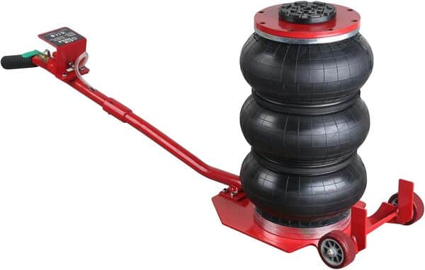 AIM Tools Cric Pneumatique 5 Ton Cric de Levage Rapide Pneumatique, Cric Pneumatique Gonflable Triple Sac avec Poignée Amovible et Deux Roues pour Réparation de Voiture Tout Terrain Atelier