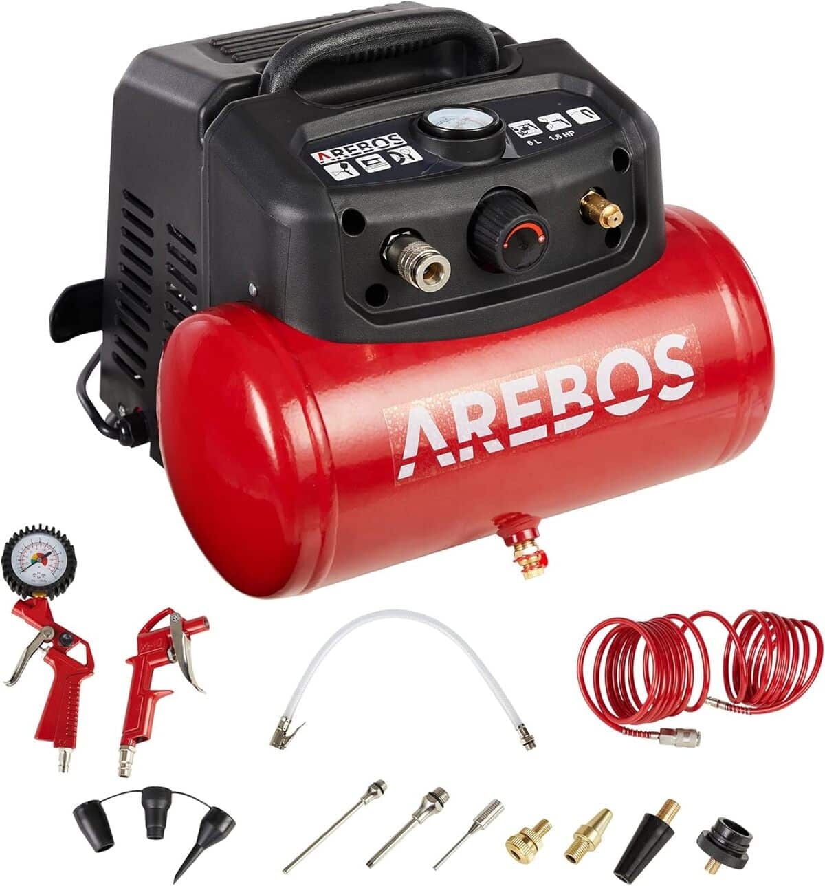 Test du compresseur d'air Arebos 6L et ses 13 pièces