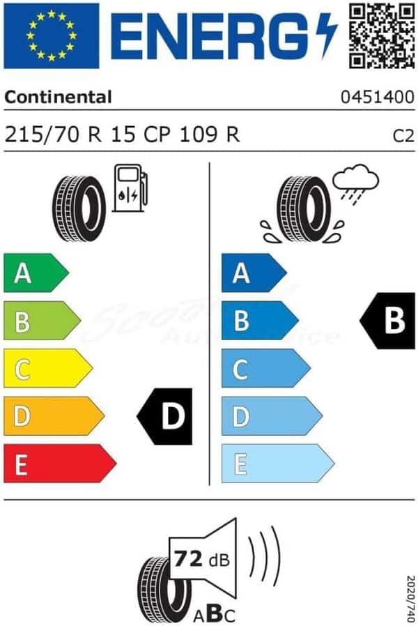 Continental VancoCamper - 215/70R15 109R - Pneu Été [Classe énergétique D]