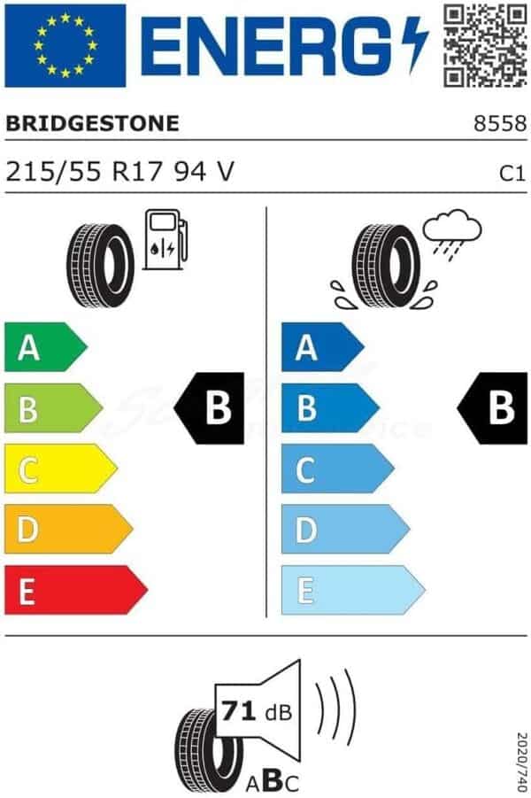 Bridgestone Turanza T 001 - 215/55R17 94V - Pneu Été [Classe énergétique B]