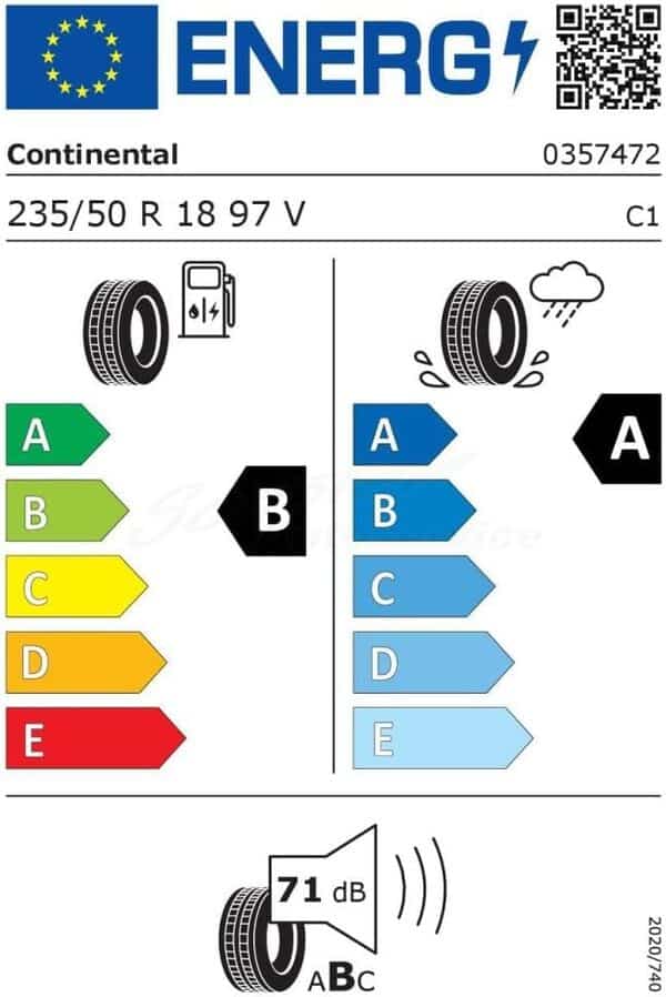 Continental PremiumContact 6 FR - 235/50R18 97V - Pneu Été [Classe énergétique B]