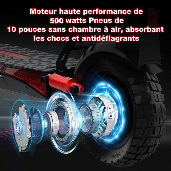 HITWAY Trottinette Electrique Adultes,10”Pneus sans Chambre à Air,Double Amortisseur,800W Moteur, 15.6AH-27AH Batterie,3Modes de Vitesse，Autonomie 70-110KM,Vitesse de 25KM/H, APP