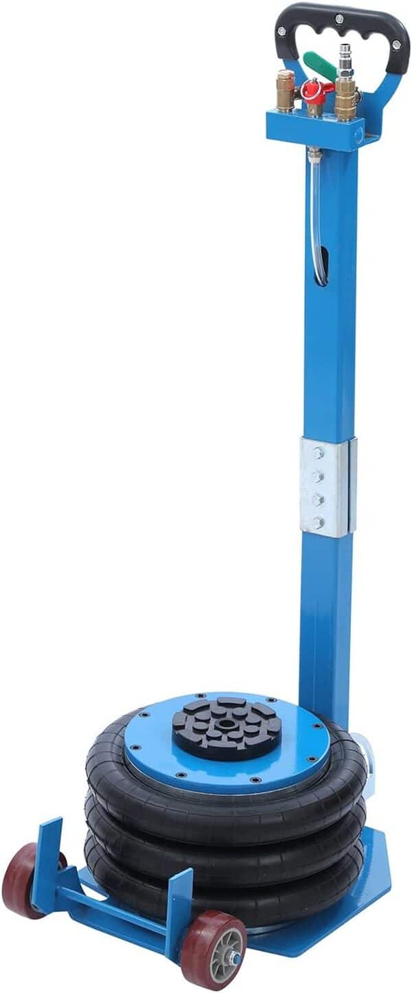 KATSU Cric Pneumatique 3 Ton Cric de Levage Rapide Pneumatique, Cric Pneumatique Gonflable Triple Sac avec Poignée Pliante et Deux Roues pour Réparation de Voiture Tout Terrain Atelier