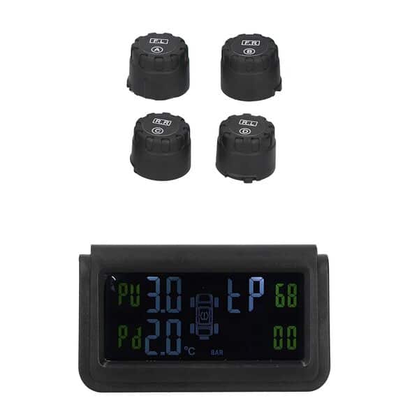 Système de Surveillance de la Pression des Pneus de Voiture Système de Surveillance de la Pression des Pneus à énergie Solaire Affichage D'avertissement Sonore TPMS avec 4 Capteurs
