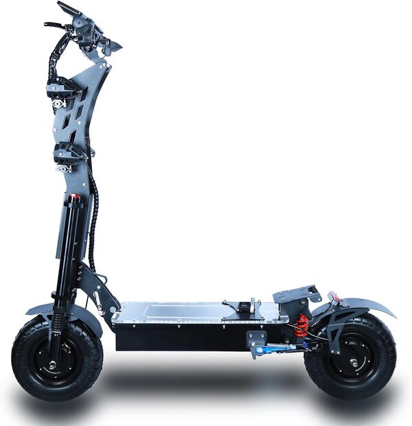 HWWH Trottinette électrique puissante tout-terrain pour adultes, rapide, pliable, double moteur sans chambre à air, 3 modes de vitesse, 60 V/43 Ah, batterie au lithium haute capacité