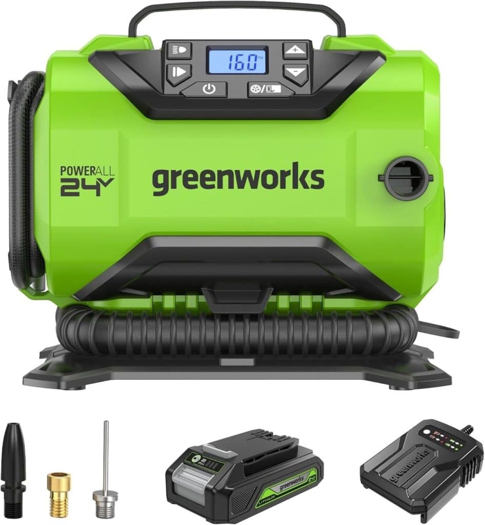 Test du compresseur d'air Greenworks 24V : performance et polyvalence