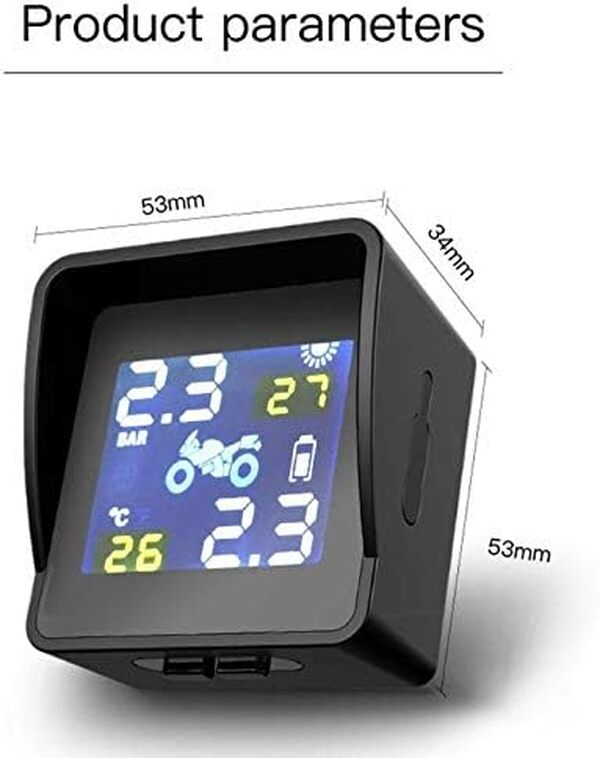 SystèMe De Surveillance De La Pression Des Pneus USB Solar Chargement Moto Pneu Pension de pneu Température Surveillance Système d'alarme Système de rechange automatique Pièces de rechange W / 2 Capte