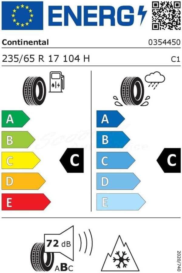 Continental WinterContact TS 850 P SUV FR M+S - 235/65R17 104H - Pneu Neige [Classe énergétique C]