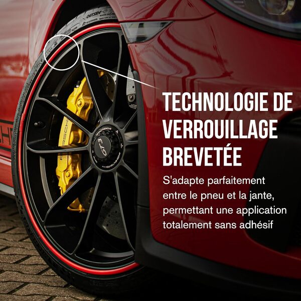 AlloyGator Protection Jantes Voiture Orange – Prévient les Rayures et Éraflures de Bordure | S’adapte aux Jantes 24” | Compatible avec Tous les Véhicules | Installation Sans Colle | 15 Couleurs