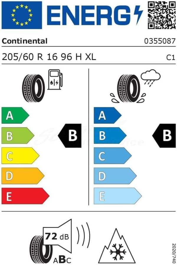 Continental AllSeasonContact XL M+S - 205/60R16 96H - Pneu 4 saisons [Classe énergétique B]