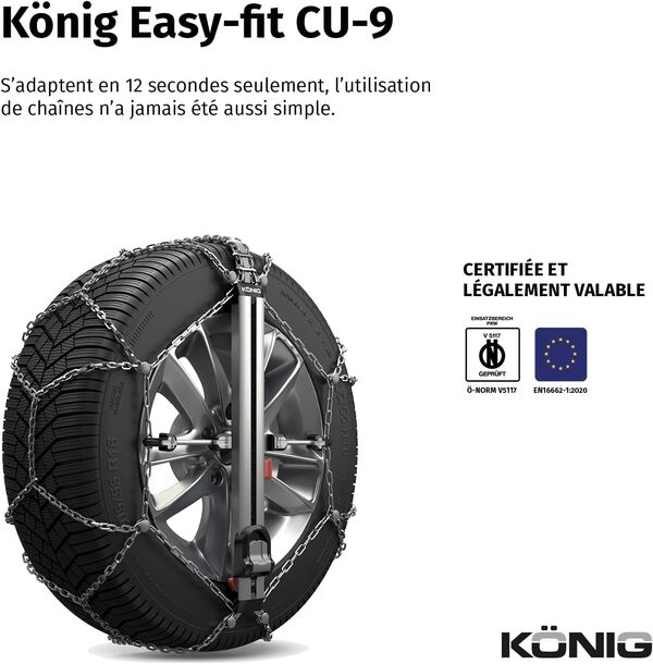 KÖNIG EASY-FIT CU-9 080 - Chaînes à Neige, Set de 2