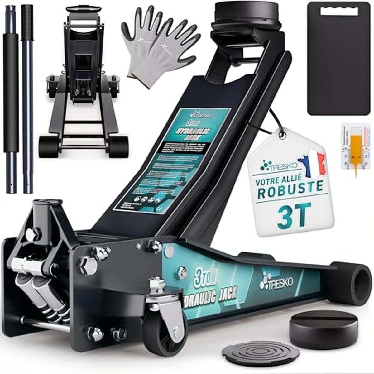 Test du cric hydraulique Tresko 3 t : puissance et polyvalence