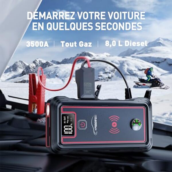 Découvrez le test complet du YABER Booster Batterie 3500A 23800mAh : analyse de sa puissance impressionnante et de sa polyvalence pour ne jamais rester en panne.