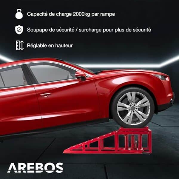 Découvrez les performances avant-gardistes des rampes hydrauliques réglables Arebos : améliorez votre sécurité et optimisez vos opérations de levage auto.