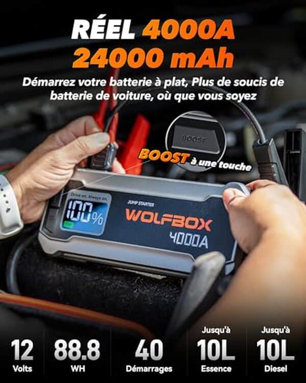Découvrez notre test du booster batterie WOLFBOX 4000A : performances, fiabilité et polyvalence pour tous les véhicules. Avis complet et recommandations. 
