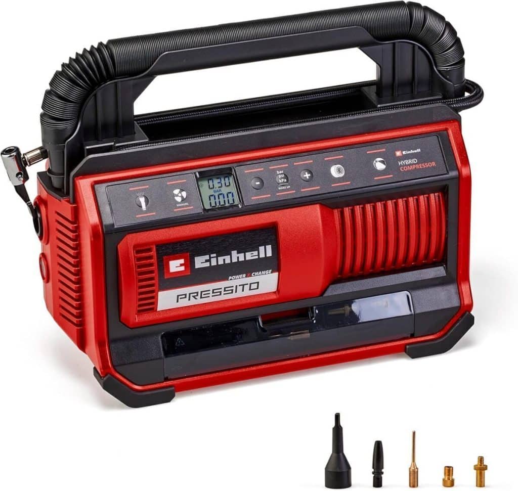 Test : compresseur Einhell PRESSITO 18/25 Hybrid Puissant Et Adaptable