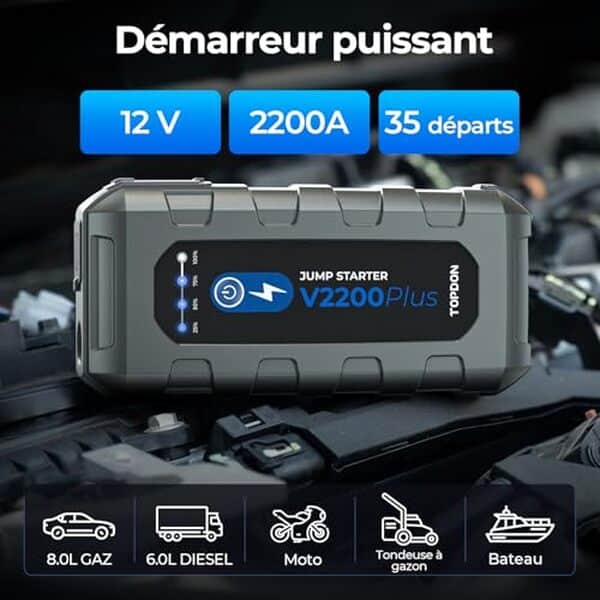 Découvrez notre test complet du booster batterie Topdon V2200 Plus 2200A : performances, avantages et avis sur ce dispositif de démarrage portable haute puissance.