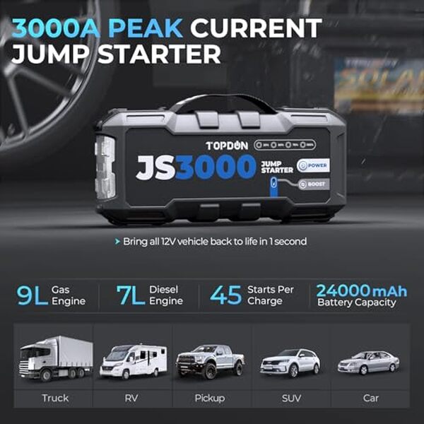 Découvrez notre test complet du boosteur de batterie Topdon JS3000 : performances, fiabilité et avis détaillé pour choisir le meilleur démarreur portable.
