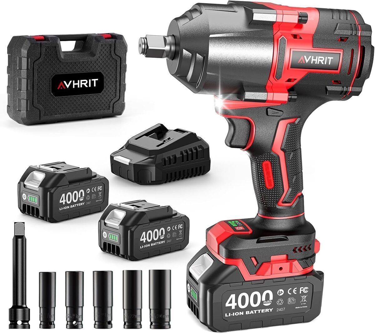 Test Avhrit 1600 N.m clé à choc sans fil brushless 4000mAh