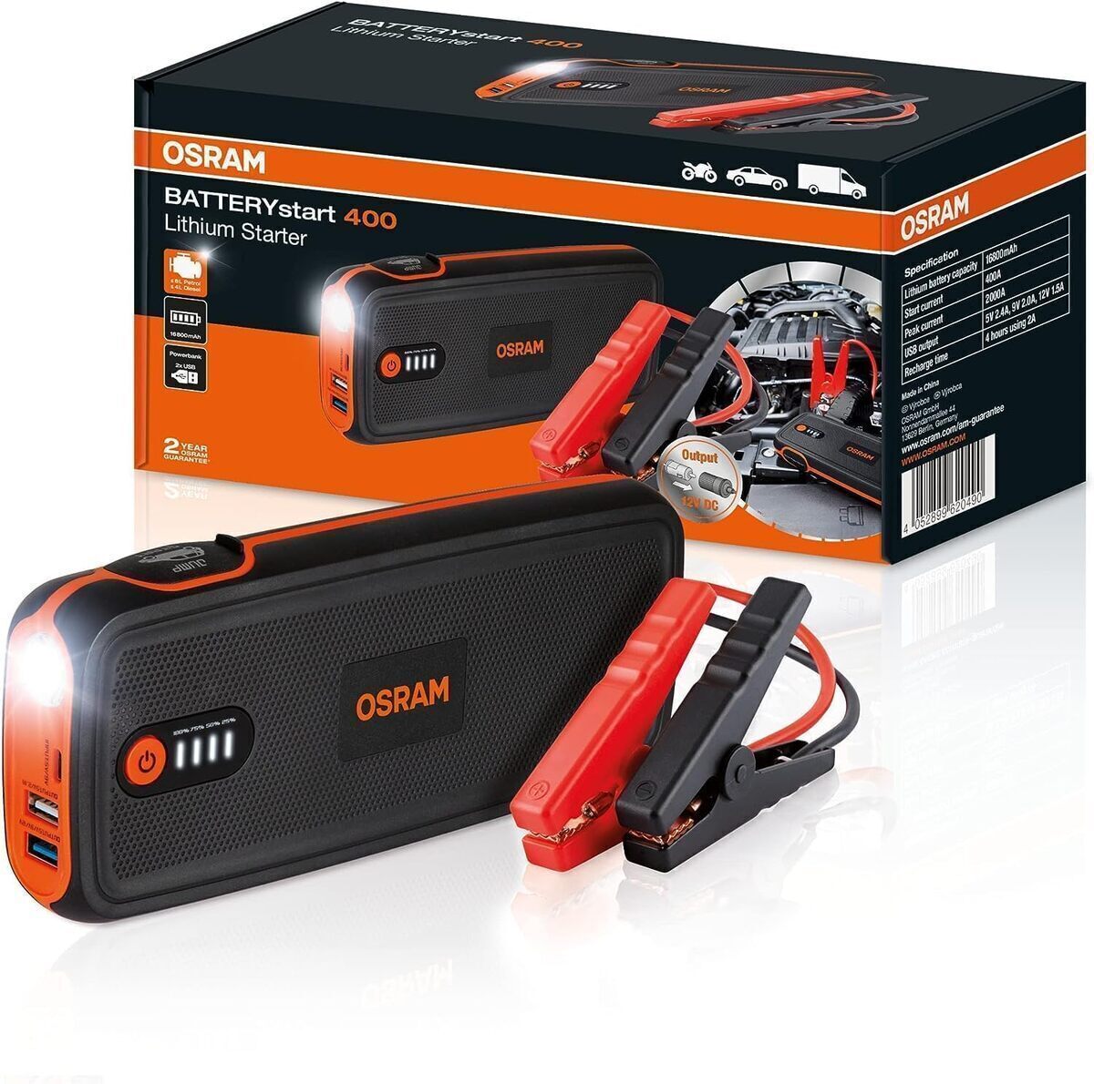 Test du démarreur OSRAM BATTERYstart 400 : puissance lithium 16800 mAh